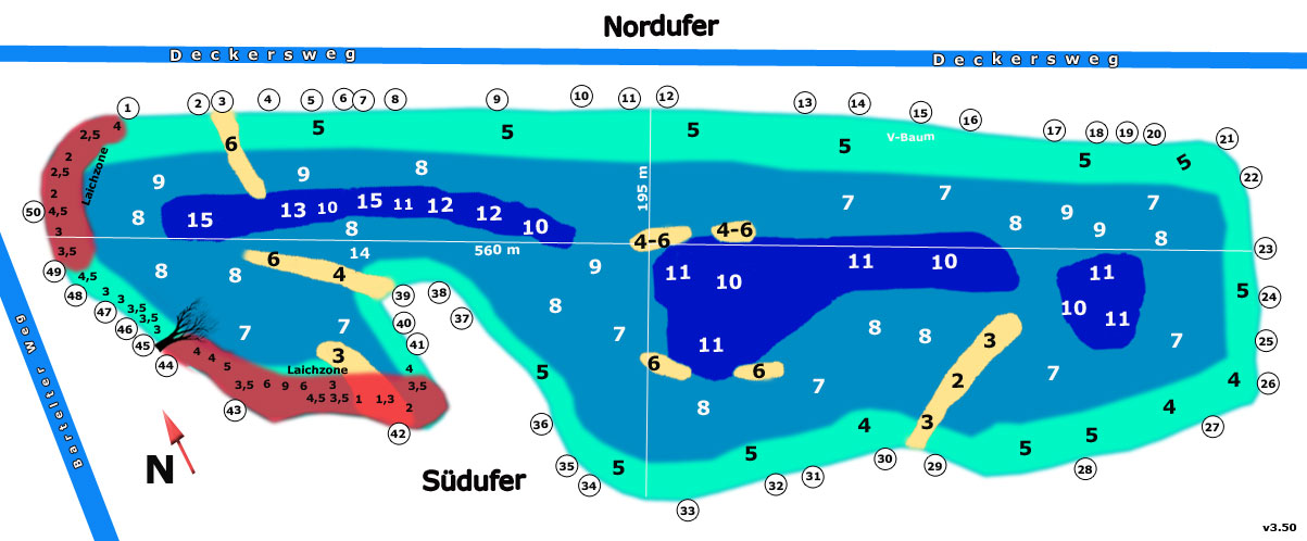 Tiefenkarte vom Heitkampsee in Geldern