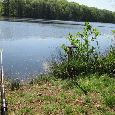 Zwei Angelruten ausgeworfen am Heitkampsee in Geldern